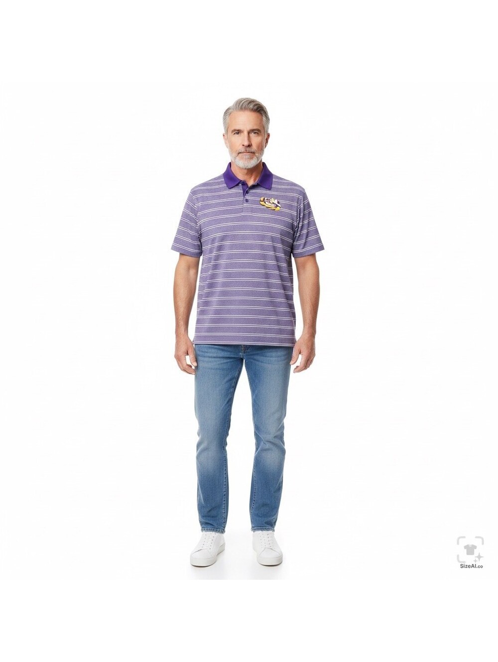 LSU Tigers Polo shirt size Men's XL new with tags purple and white striped